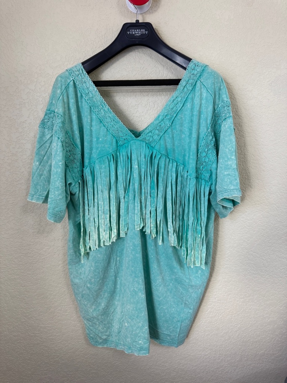 Blue Velvet Aqua Fringe Tunic Top w/ Pockets Boho NWT Small Pockets
